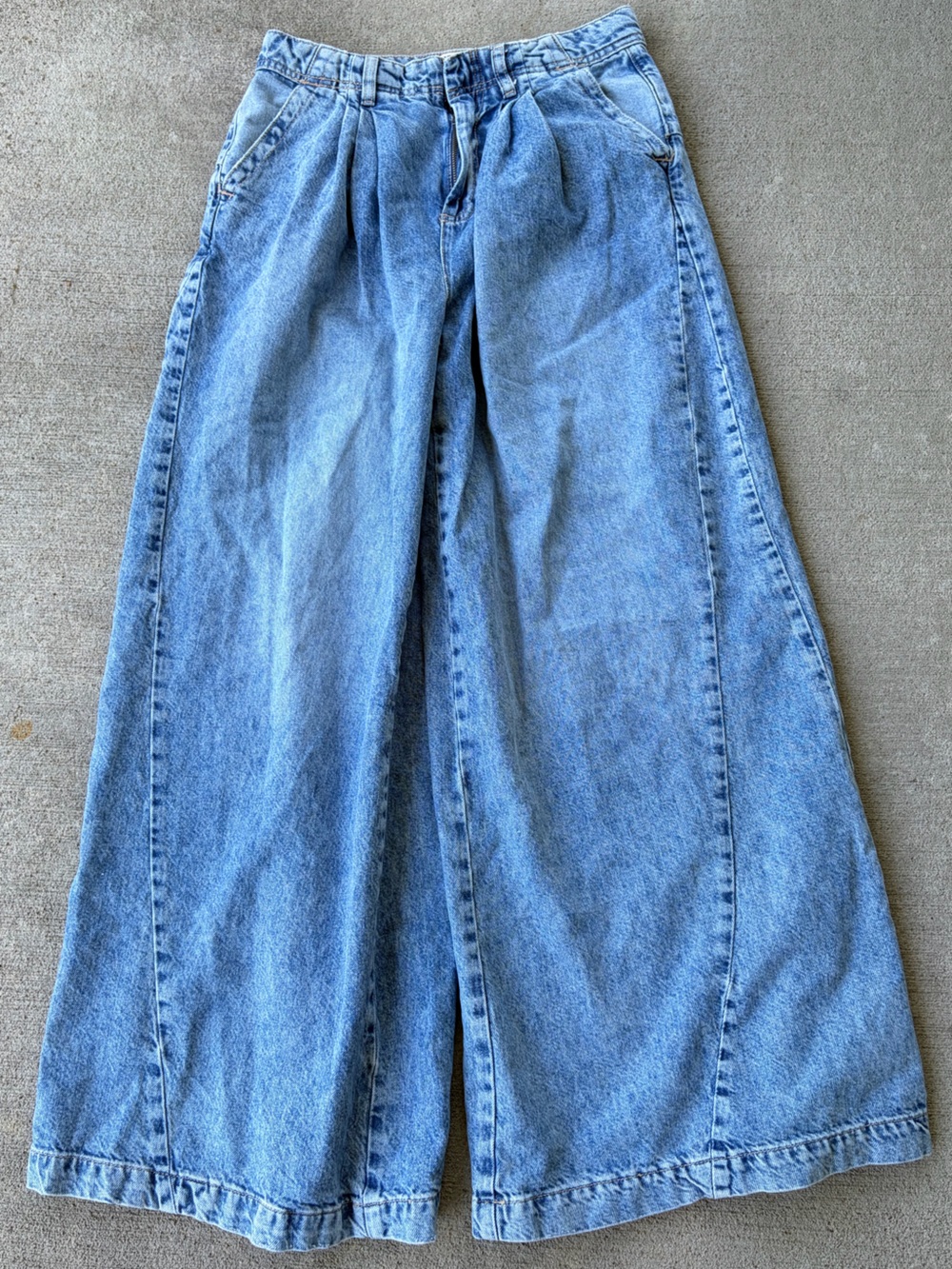 Free people we the free wide leg barrel balloon denim jeans 28/6 blue pants - Picture 1 of 4